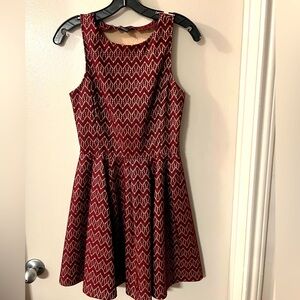 Aqua Red and Black Pleated Mini Dress